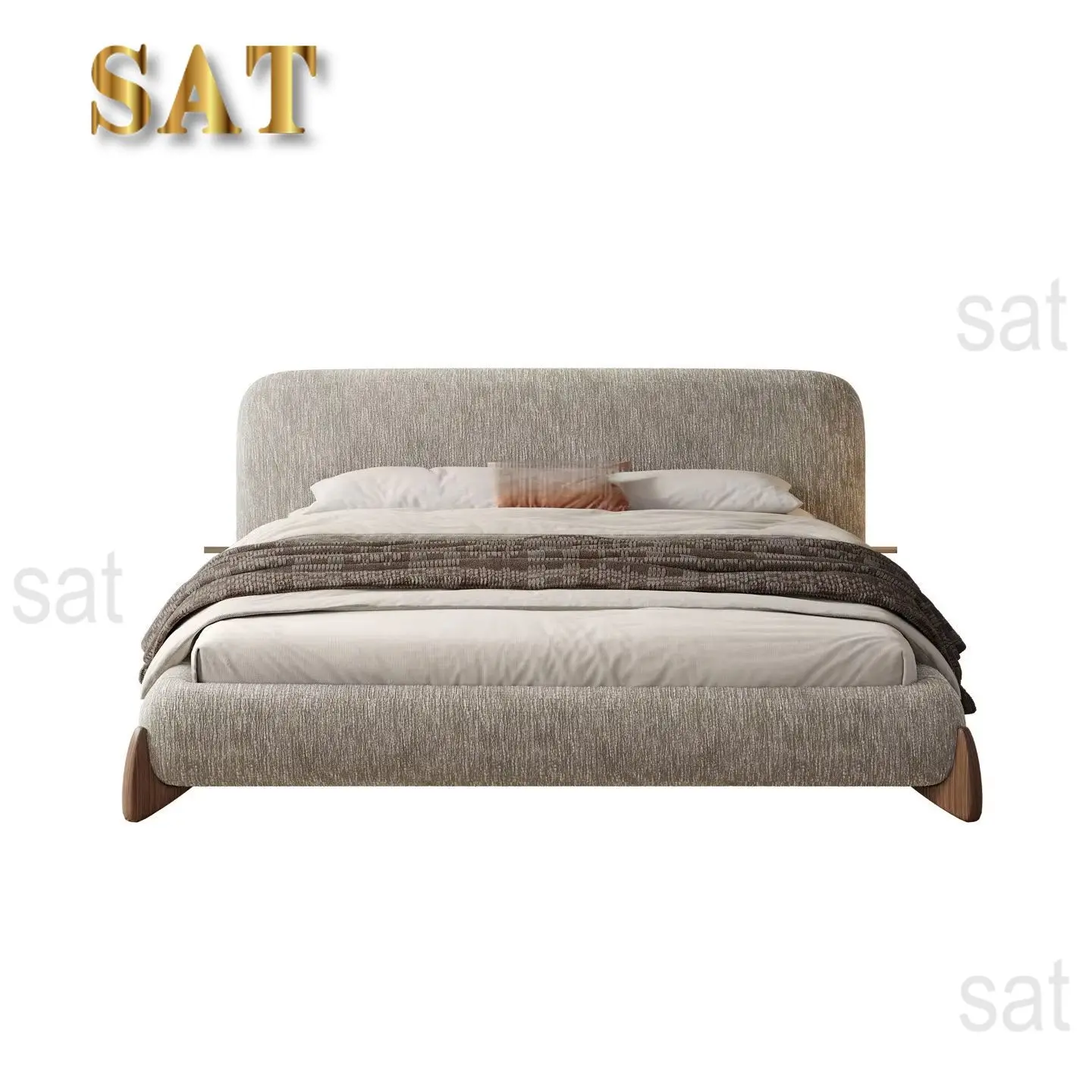 #French Vintage Chenille Fabric Bed, Modern Minimalist Soft Back Double Bed, Pneumatic Storage Bed For Master Bedroom