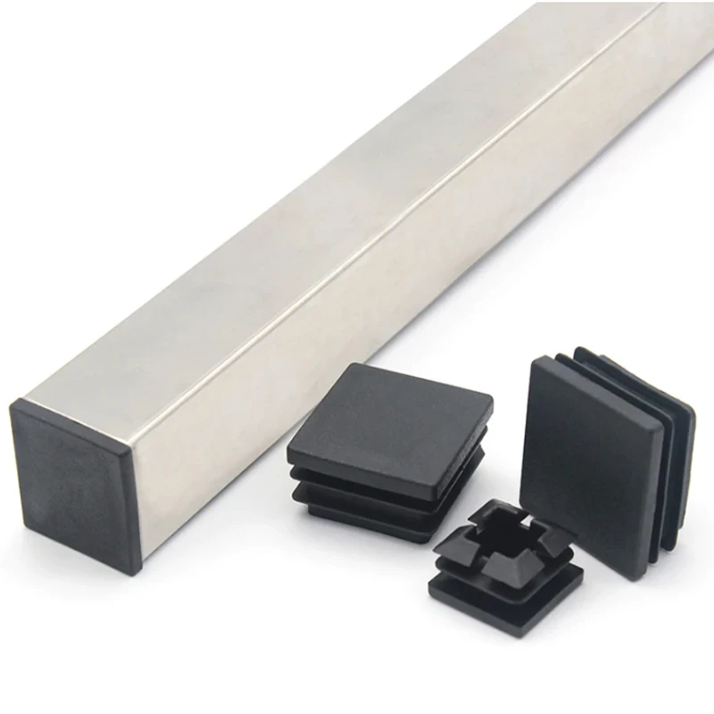 10x10mm~100x100mm Black Plastic Square End Caps Blanking Plugs Rectangle Tube Pipe Inserts Plug Table Chair Furniture Foot Cover