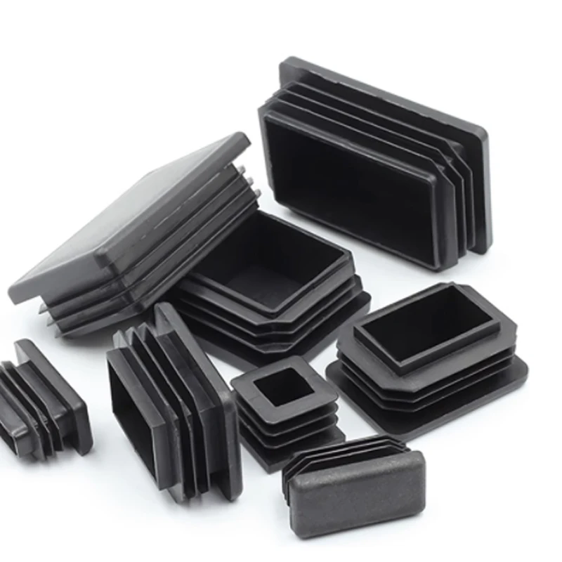 10x10mm~100x100mm Black Plastic Square End Caps Blanking Plugs Rectangle Tube Pipe Inserts Plug Table Chair Furniture Foot Cover