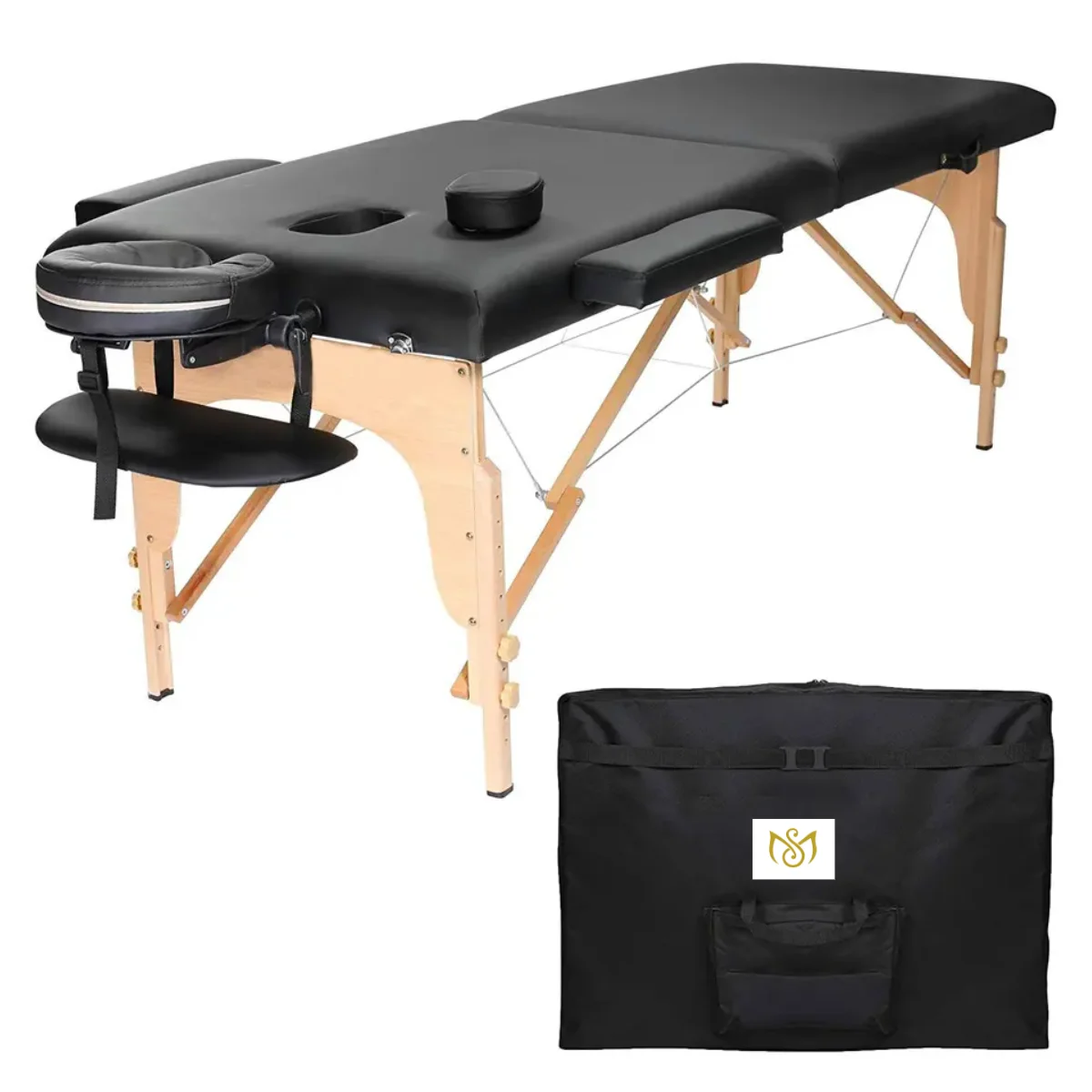 Heated 4 Motor Folding Massage Bed With Height Adjustable Metal Frame Synthetic Leather Upholstery For Spa Salon Therapy