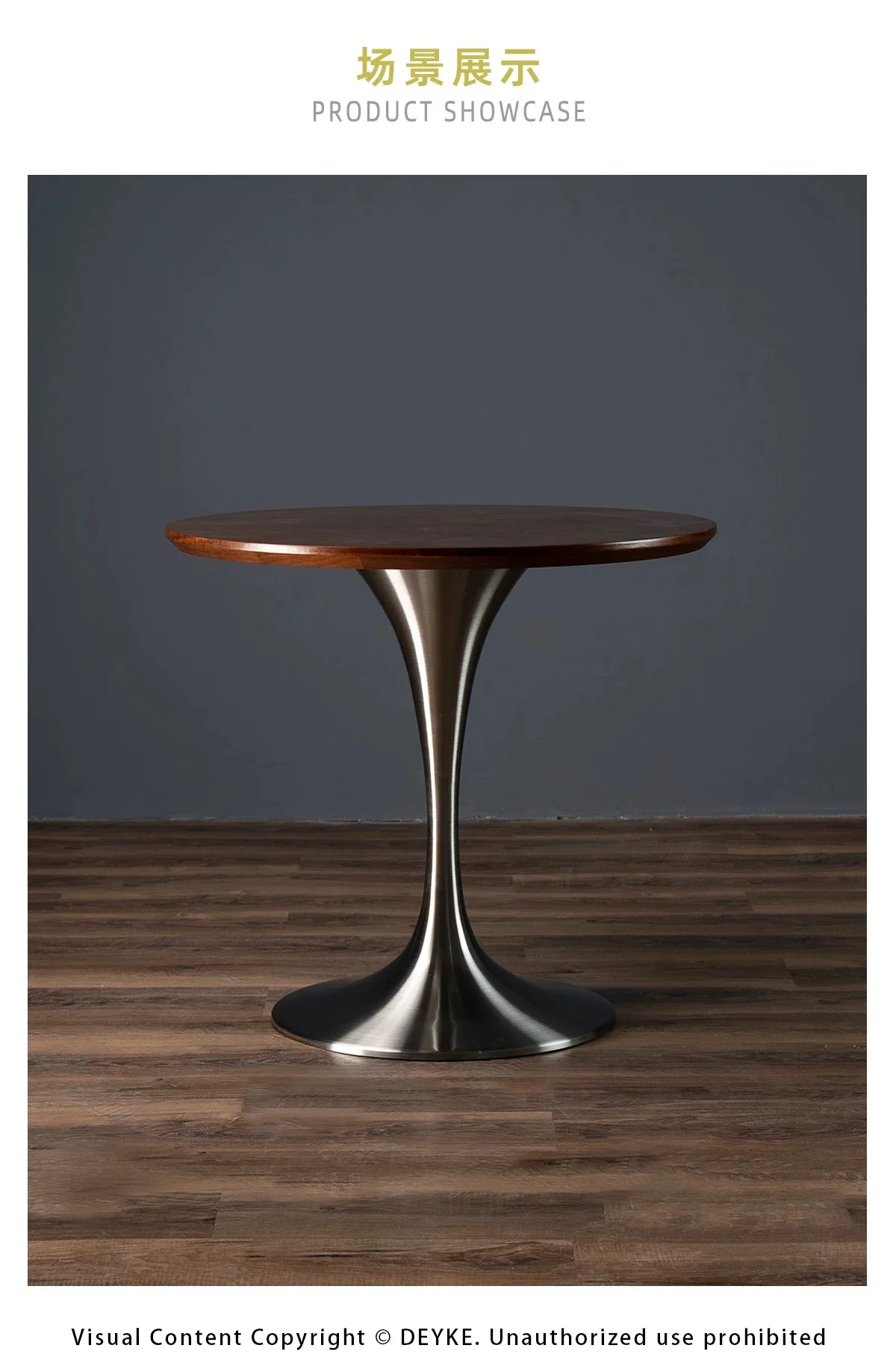 Tulip Round Table for Home Dining, Stainless Steel Commercial Coffee Table for Cafe Restaurant, Balcony Accent Desk for Bistro
