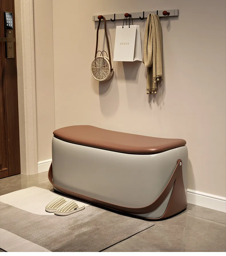 Ottoman With Storage Home Furniture Leather Shoe Changing Stool Light Luxury And High-end Storage Bench Portable Stools