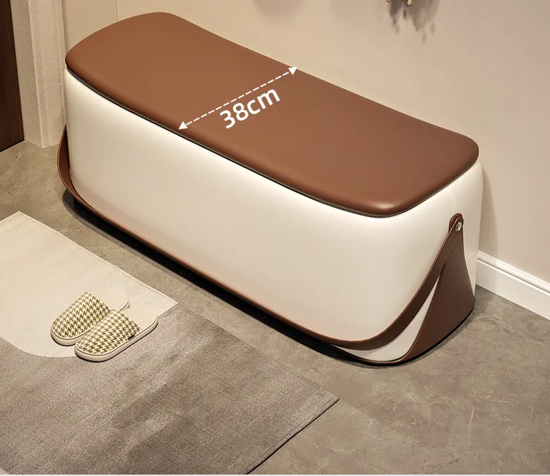 Ottoman With Storage Home Furniture Leather Shoe Changing Stool Light Luxury And High-end Storage Bench Portable Stools