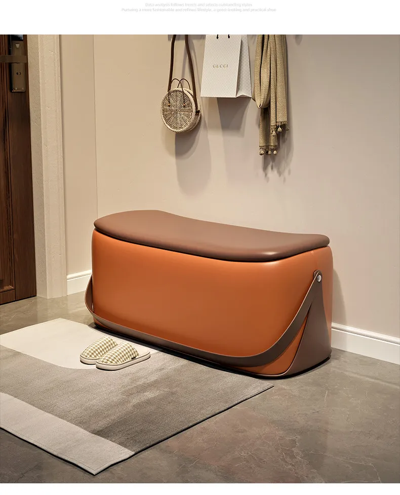 Ottoman With Storage Home Furniture Leather Shoe Changing Stool Light Luxury And High-end Storage Bench Portable Stools