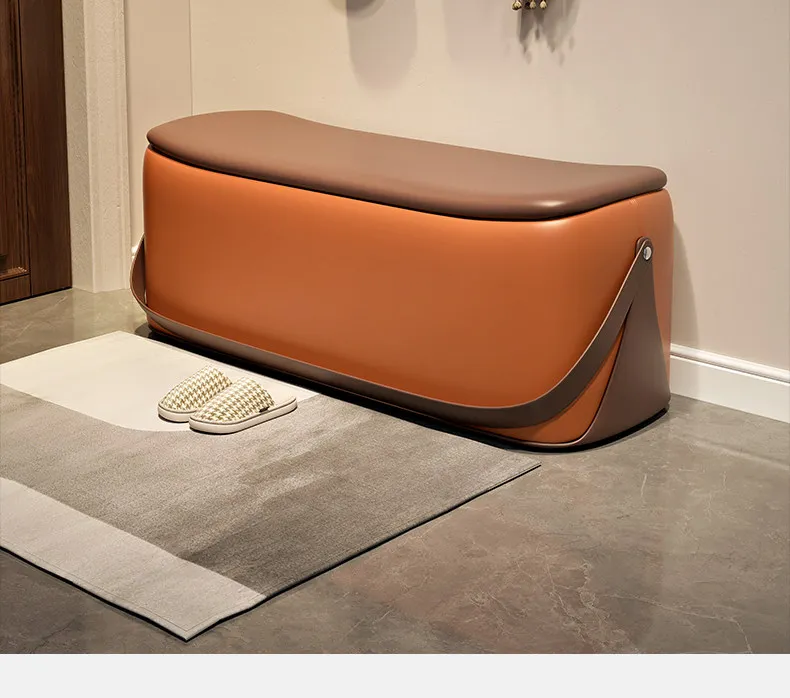 Ottoman With Storage Home Furniture Leather Shoe Changing Stool Light Luxury And High-end Storage Bench Portable Stools