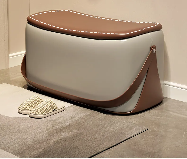 Ottoman With Storage Home Furniture Leather Shoe Changing Stool Light Luxury And High-end Storage Bench Portable Stools
