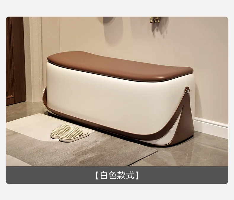 Ottoman With Storage Home Furniture Leather Shoe Changing Stool Light Luxury And High-end Storage Bench Portable Stools