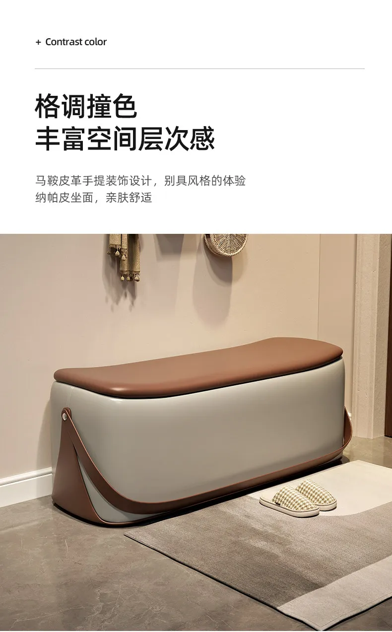 Ottoman With Storage Home Furniture Leather Shoe Changing Stool Light Luxury And High-end Storage Bench Portable Stools