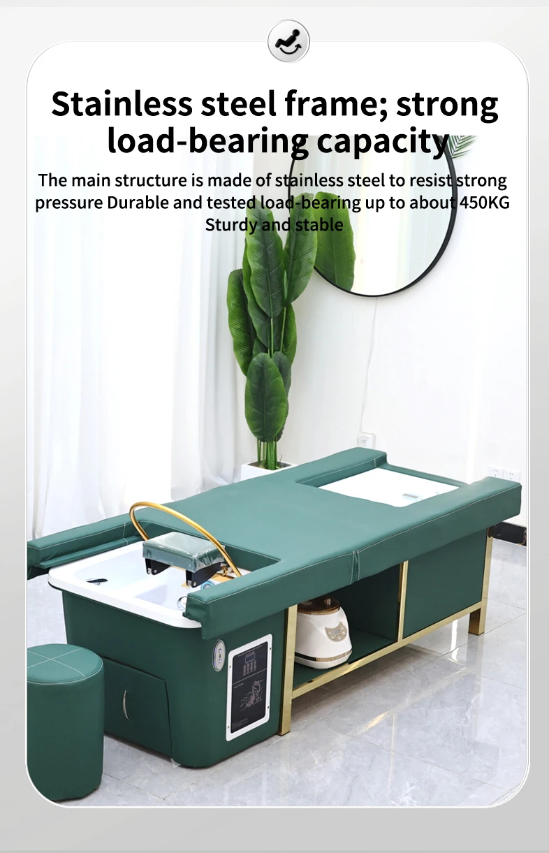 Modern Design Thai Massage Table Electric Shampoo Bed Head Spa Equipment Reclining Hair Salon Shampoo Bed With Ceramic Sink Foot