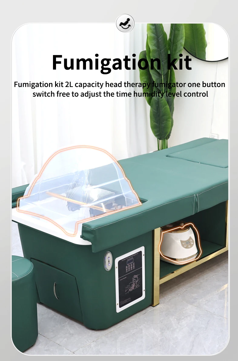 Modern Design Thai Massage Table Electric Shampoo Bed Head Spa Equipment Reclining Hair Salon Shampoo Bed With Ceramic Sink Foot