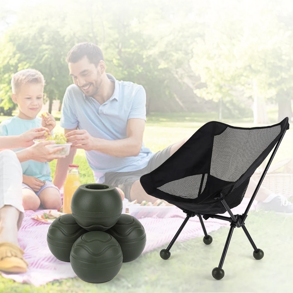 4Pcs Camping Chair Leg Cap Anti Slip Stabilizing Rubber Ball Feet Shock Absorption Chair Leg Protectors for Helinox Chair
