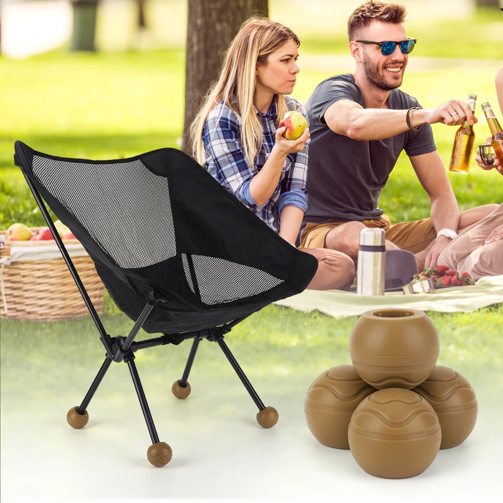 4Pcs Camping Chair Leg Cap Anti Slip Stabilizing Rubber Ball Feet Shock Absorption Chair Leg Protectors for Helinox Chair