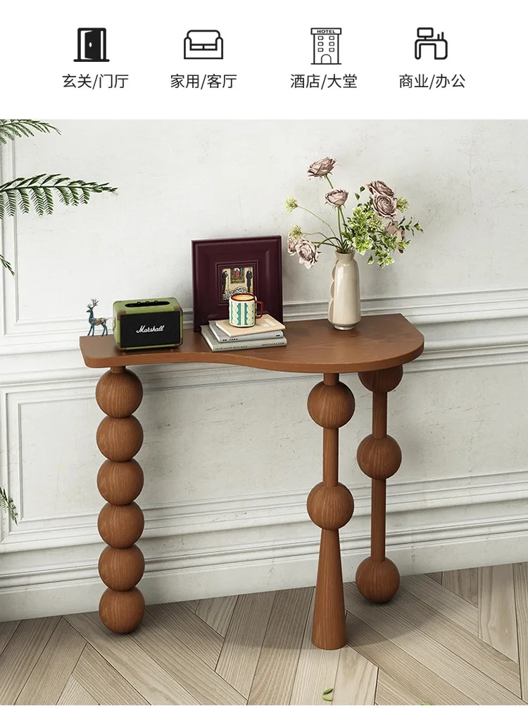 Vintage Narrow Entryway Table Creative Solid Wood Console Tables for Hallway Wall Leaner Desk Minimalist Corridor Sofa Table