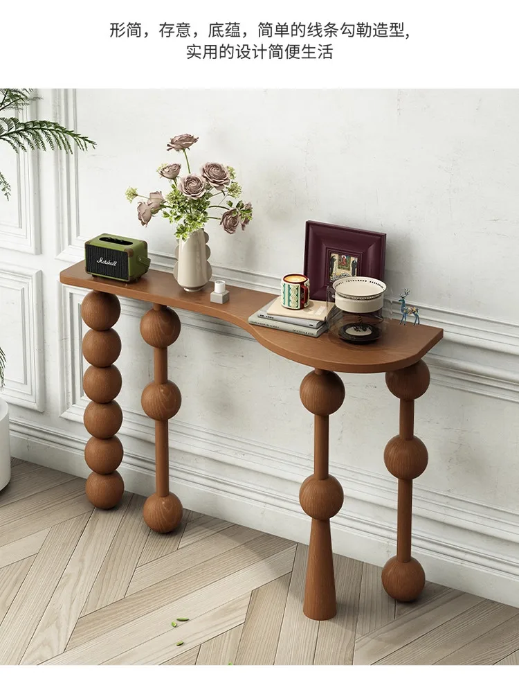 Vintage Narrow Entryway Table Creative Solid Wood Console Tables for Hallway Wall Leaner Desk Minimalist Corridor Sofa Table