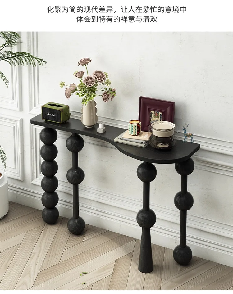 Vintage Narrow Entryway Table Creative Solid Wood Console Tables for Hallway Wall Leaner Desk Minimalist Corridor Sofa Table