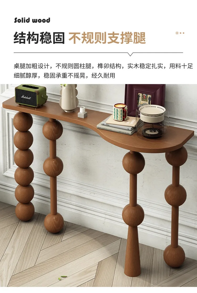Vintage Narrow Entryway Table Creative Solid Wood Console Tables for Hallway Wall Leaner Desk Minimalist Corridor Sofa Table