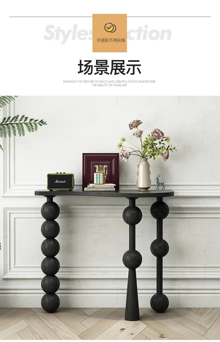 Vintage Narrow Entryway Table Creative Solid Wood Console Tables for Hallway Wall Leaner Desk Minimalist Corridor Sofa Table