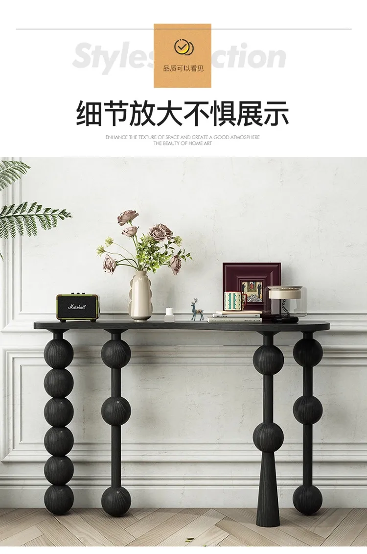 Vintage Narrow Entryway Table Creative Solid Wood Console Tables for Hallway Wall Leaner Desk Minimalist Corridor Sofa Table
