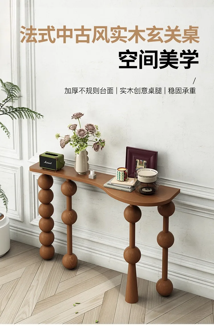 Vintage Narrow Entryway Table Creative Solid Wood Console Tables for Hallway Wall Leaner Desk Minimalist Corridor Sofa Table