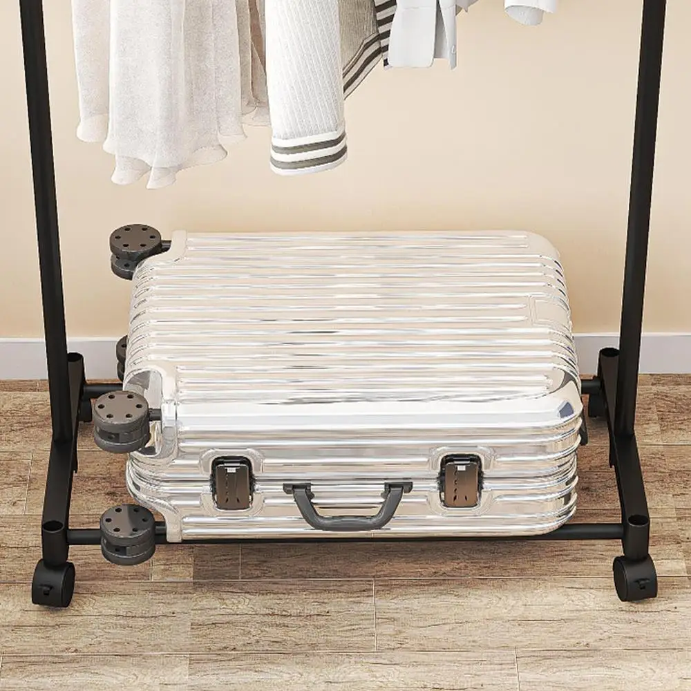 Shoe and hat integrated storage rack single and double pole clothes rack with wheels multi-layer clothing &hat rack Garment Rack