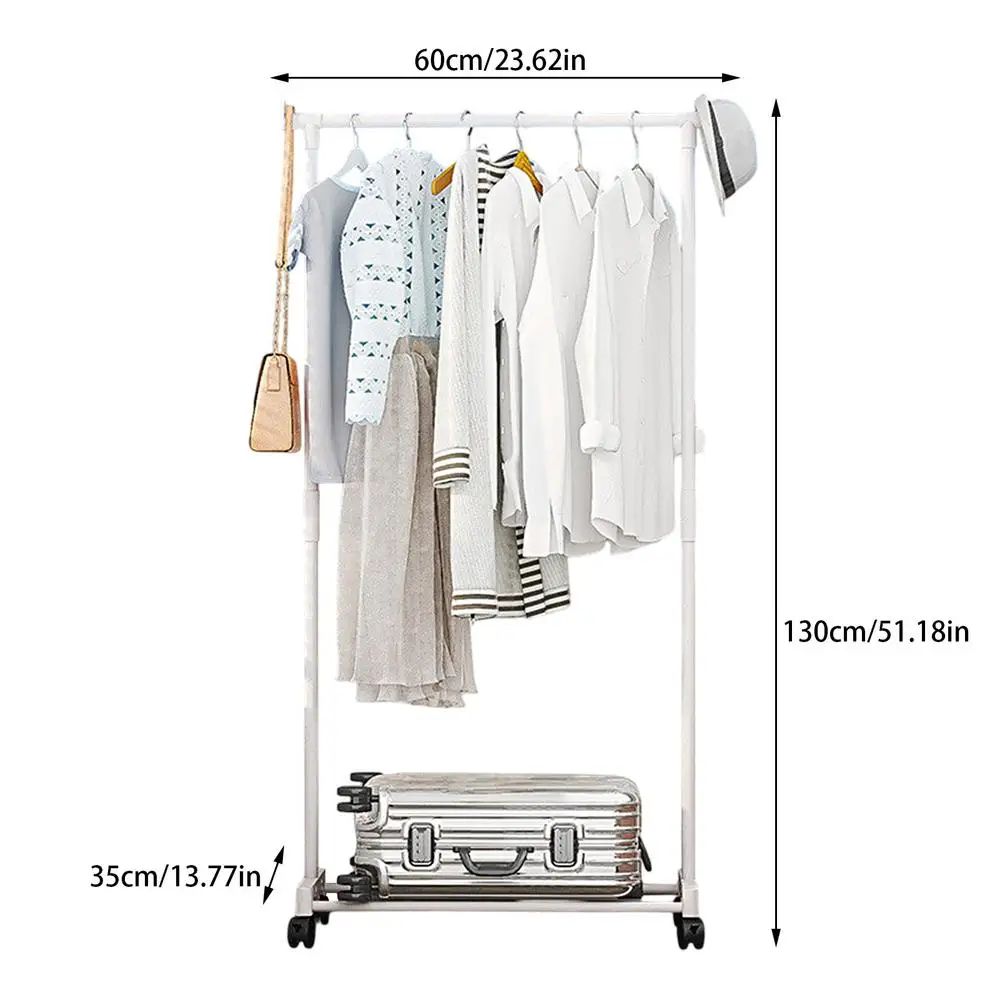 Shoe and hat integrated storage rack single and double pole clothes rack with wheels multi-layer clothing &hat rack Garment Rack