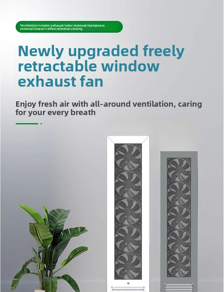 Window Ventilation Fan No Punching Exhaust Fan Kitchen Free Installation Strong Silent Glass Window Exhaust Fan
