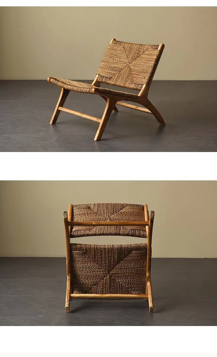 rattan, single, leisure, solid wood, backrest, balcony, homestay, log, homestay, living room, recliner, chair