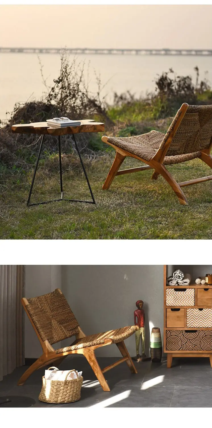 rattan, single, leisure, solid wood, backrest, balcony, homestay, log, homestay, living room, recliner, chair