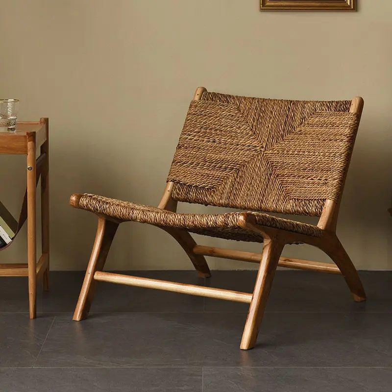 rattan, single, leisure, solid wood, backrest, balcony, homestay, log, homestay, living room, recliner, chair