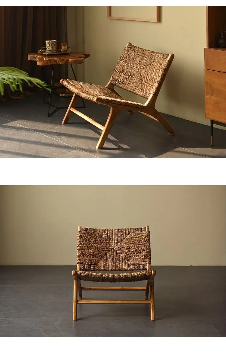rattan, single, leisure, solid wood, backrest, balcony, homestay, log, homestay, living room, recliner, chair