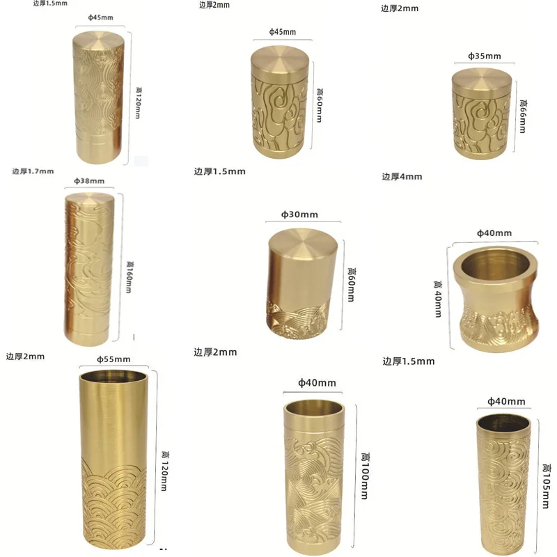 2pcs Carved Copper Sleeves Modern Furniture Hardware Accessories New Chinese Style Mahogany Chairs Leg Stools Brass Foot Sleeves