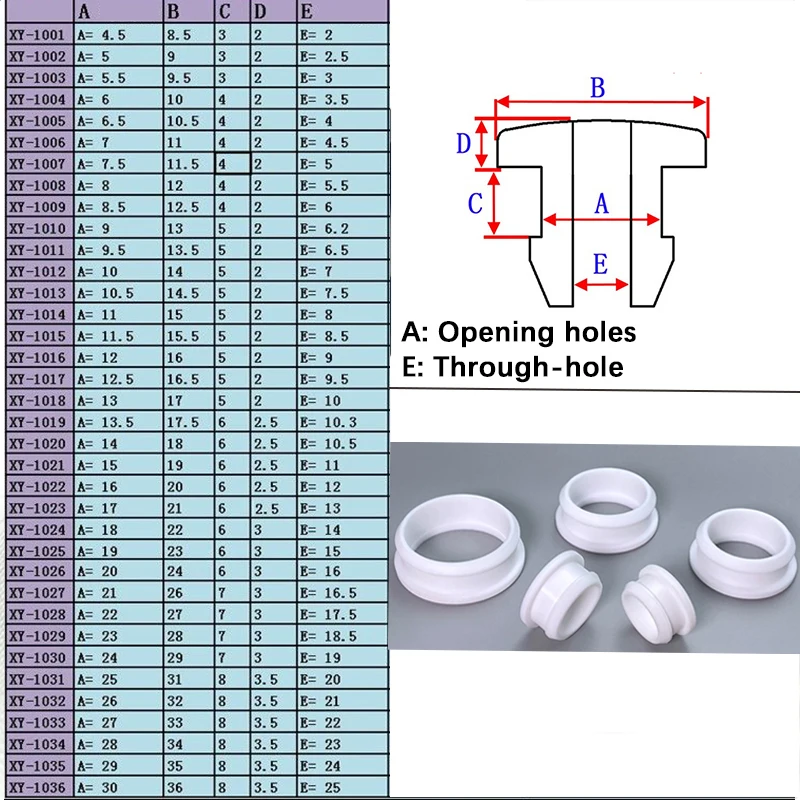 4.5mm~30mm White Silicone Rubber Snap-on Hollow Hole Plug Coil Inverted Buckle Through-hole Protective Plug