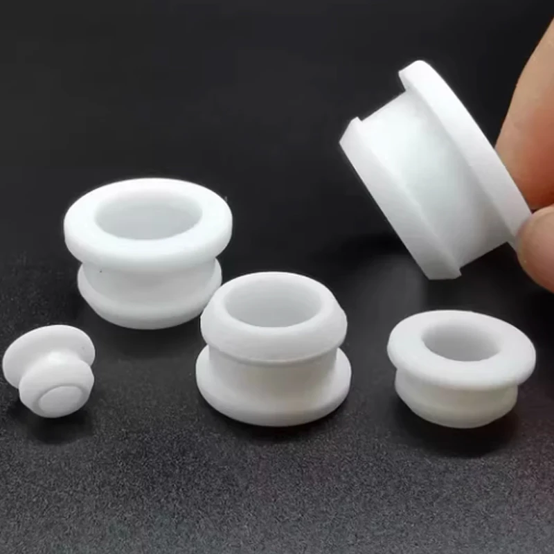 4.5mm~30mm White Silicone Rubber Snap-on Hollow Hole Plug Coil Inverted Buckle Through-hole Protective Plug