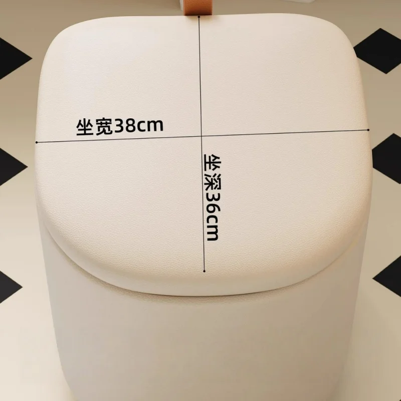 Makeup Stool Movable Bedroom Storage Dressing Stool Cream Wind Rotating Universal Low Stool Light Luxury High-end Leather Chair