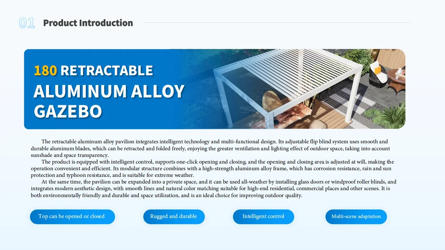 Outdoor easy to install aluminum alloy pavilion Hurricane Impact Resistant heavy duty Gazebo adjustable blinds rainproof pergola