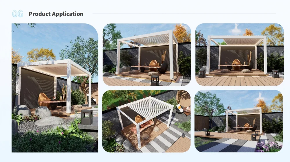Outdoor easy to install aluminum alloy pavilion Hurricane Impact Resistant heavy duty Gazebo adjustable blinds rainproof pergola