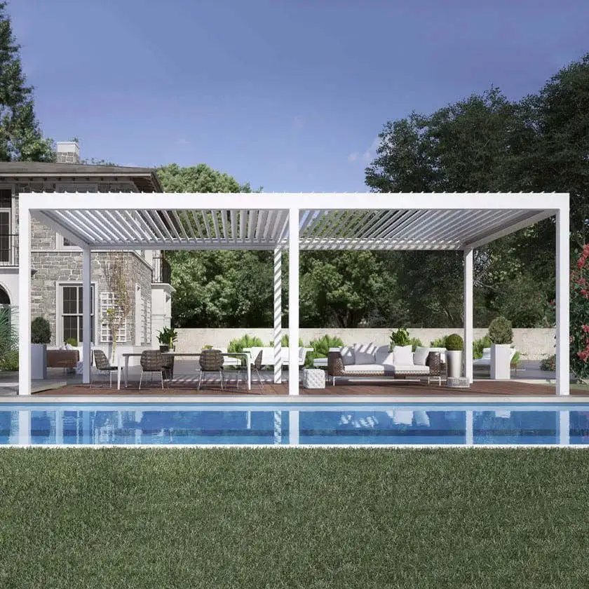Outdoor easy to install aluminum alloy pavilion Hurricane Impact Resistant heavy duty Gazebo adjustable blinds rainproof pergola