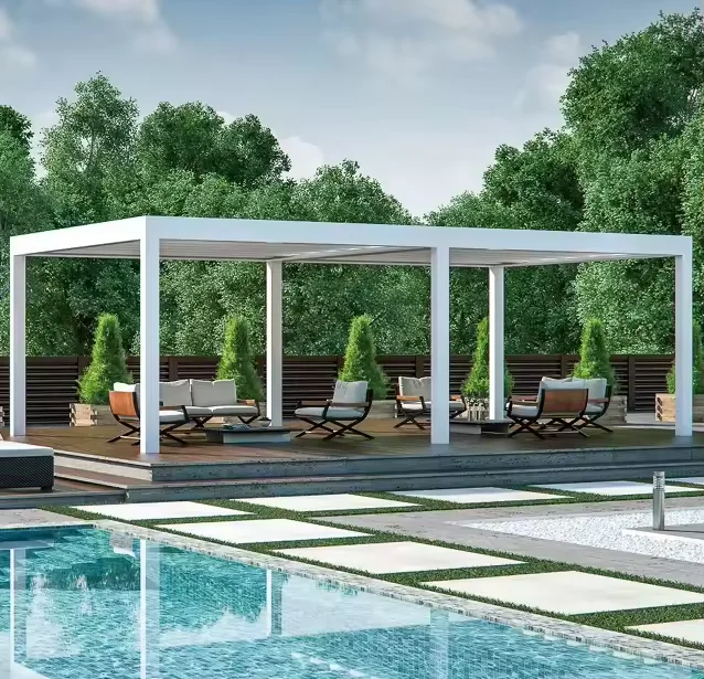 Outdoor easy to install aluminum alloy pavilion Hurricane Impact Resistant heavy duty Gazebo adjustable blinds rainproof pergola