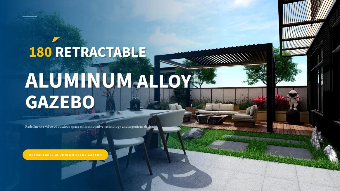 Outdoor easy to install aluminum alloy pavilion Hurricane Impact Resistant heavy duty Gazebo adjustable blinds rainproof pergola