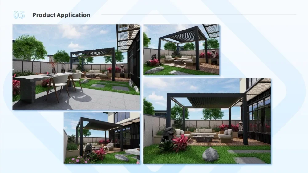 Outdoor easy to install aluminum alloy pavilion Hurricane Impact Resistant heavy duty Gazebo adjustable blinds rainproof pergola