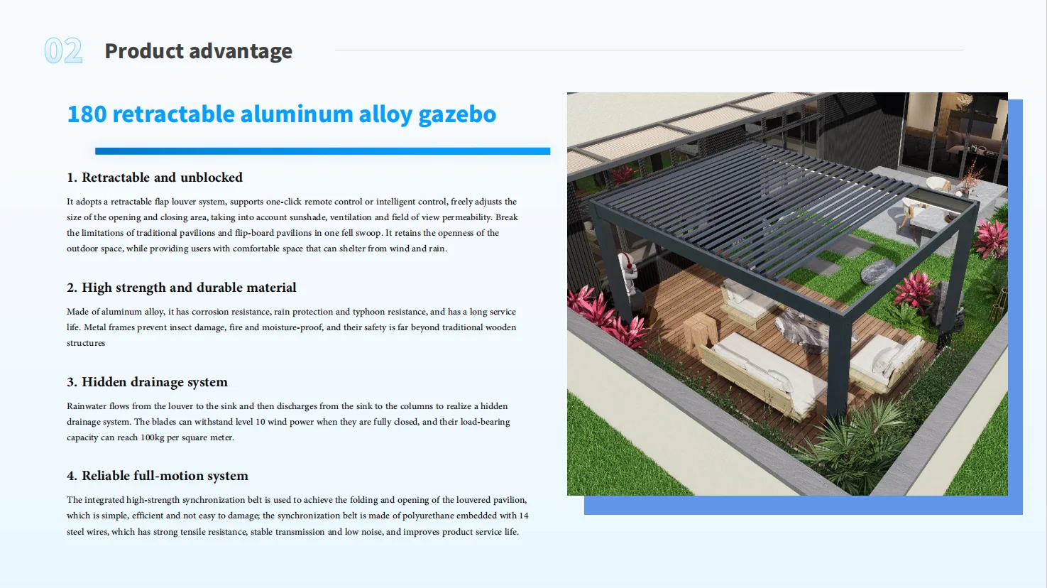 Outdoor easy to install aluminum alloy pavilion Hurricane Impact Resistant heavy duty Gazebo adjustable blinds rainproof pergola
