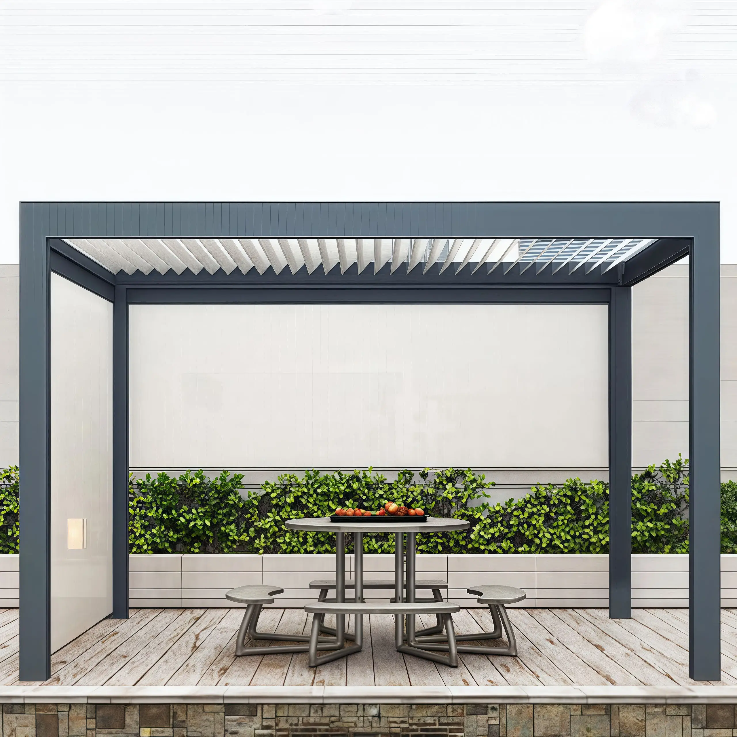 Outdoor easy to install aluminum alloy pavilion Hurricane Impact Resistant heavy duty Gazebo adjustable blinds rainproof pergola