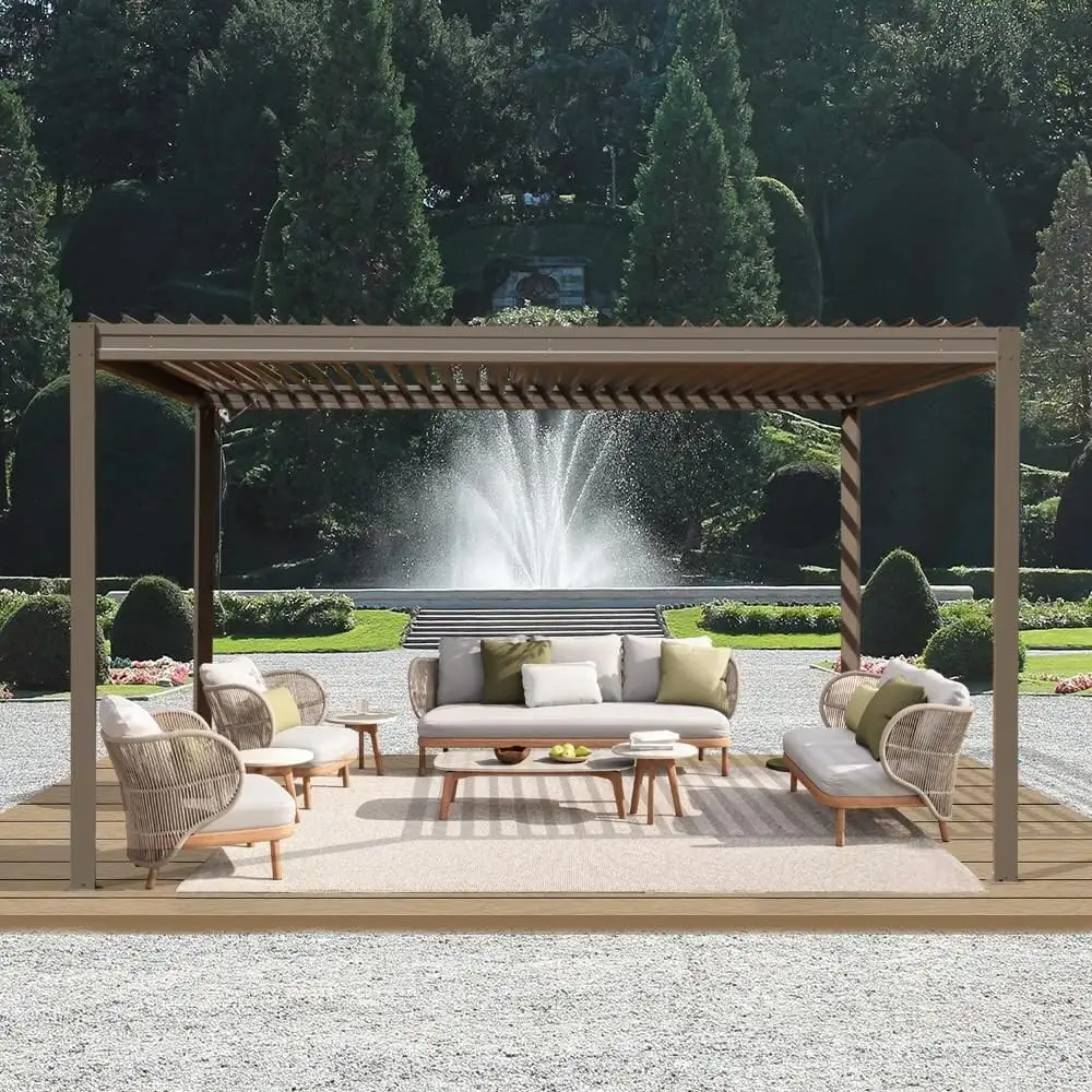 Outdoor easy to install aluminum alloy pavilion Hurricane Impact Resistant heavy duty Gazebo adjustable blinds rainproof pergola