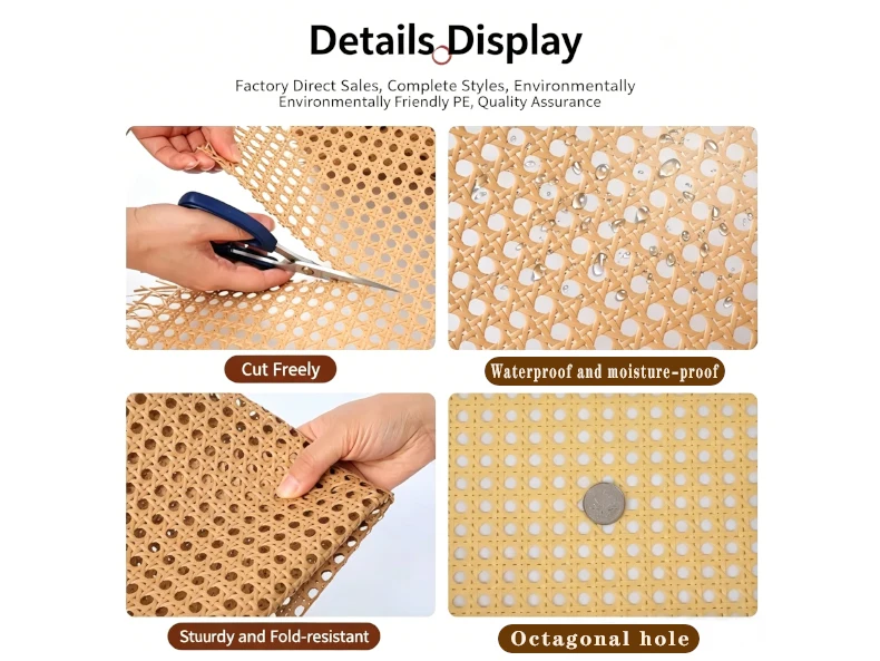 Natural Caning Material, 40cm/45cm Width Rattan Roll, Rattan Cane Webbing Roll, Fabric Rattan Material for Furniture DIY