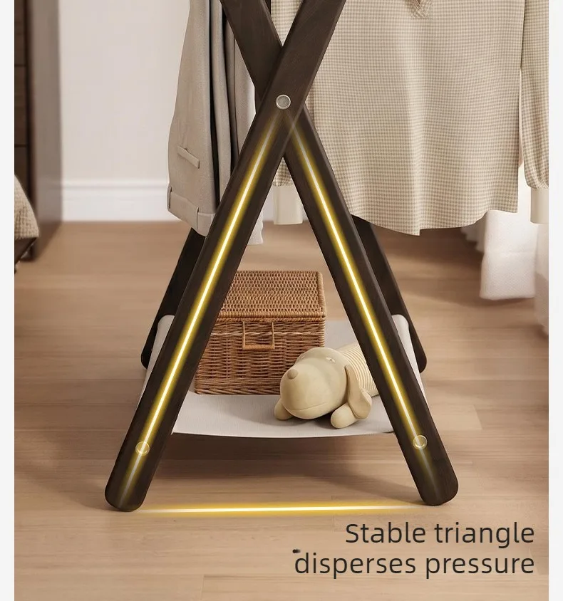 Solid Wood Clothes Racks Foldable Portability Floor Coat Rack Modern Minimalist Clothes Hanger Rack Luxury Rooms Furniture