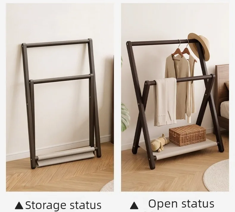 Solid Wood Clothes Racks Foldable Portability Floor Coat Rack Modern Minimalist Clothes Hanger Rack Luxury Rooms Furniture