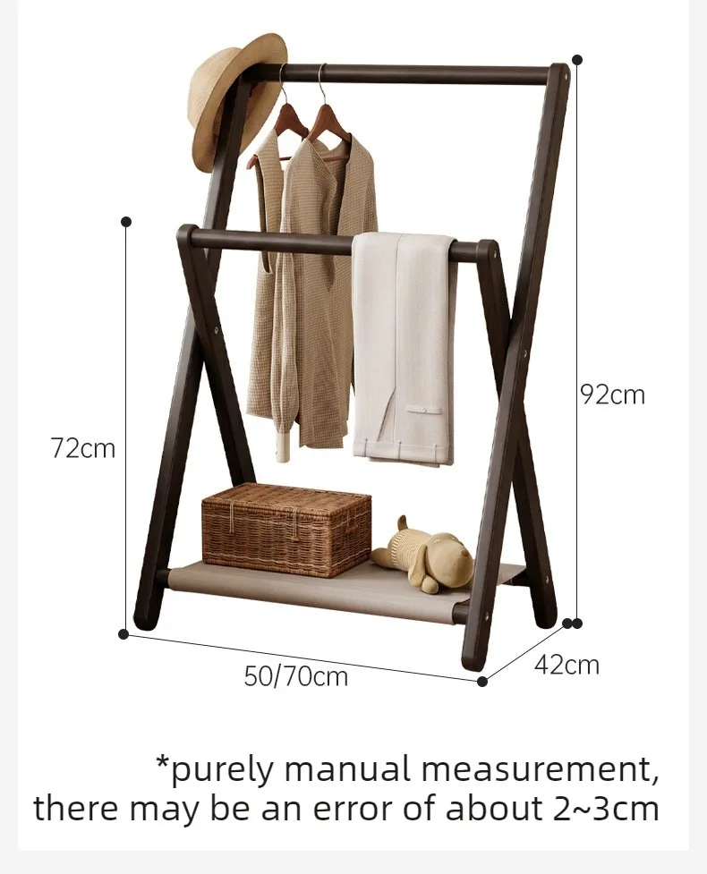 Solid Wood Clothes Racks Foldable Portability Floor Coat Rack Modern Minimalist Clothes Hanger Rack Luxury Rooms Furniture