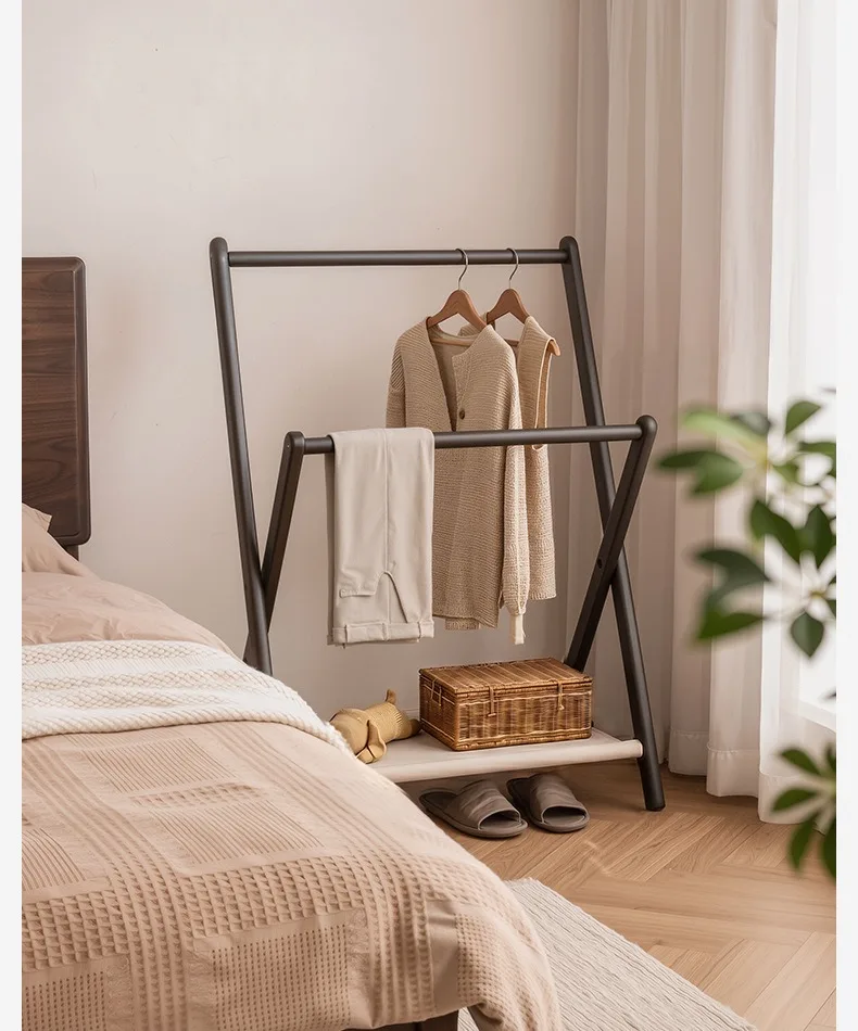 Solid Wood Clothes Racks Foldable Portability Floor Coat Rack Modern Minimalist Clothes Hanger Rack Luxury Rooms Furniture
