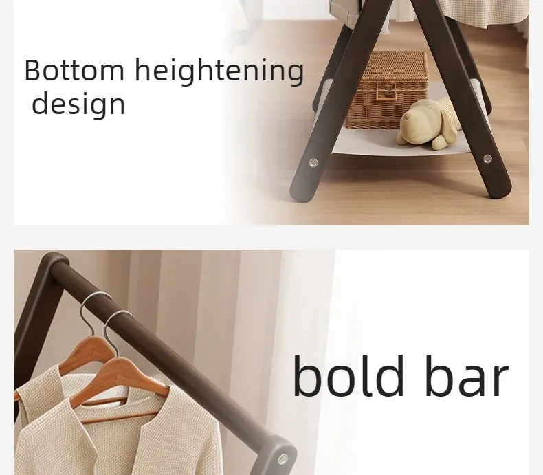 Solid Wood Clothes Racks Foldable Portability Floor Coat Rack Modern Minimalist Clothes Hanger Rack Luxury Rooms Furniture