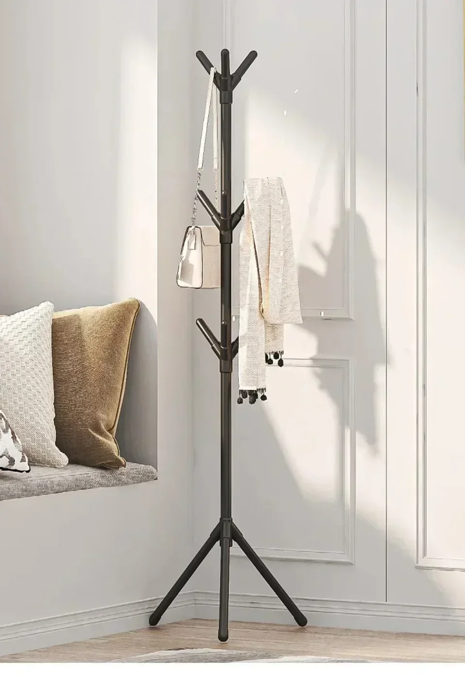 Vertical Bedroom Clothes And Hats Rack - Floor to Floor Coat Hook Tree Branch Shape Holder for Scarf Handbag Storage